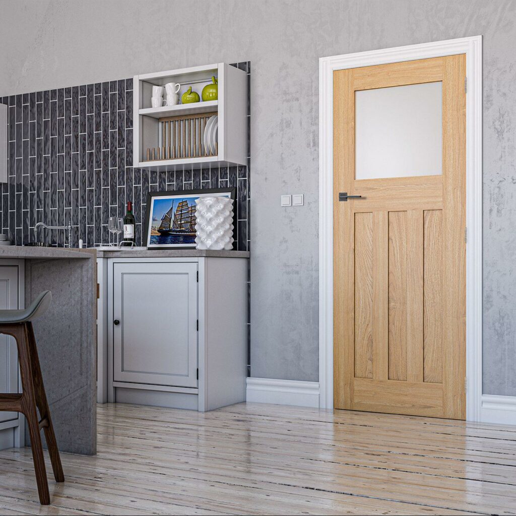 Cambridge glazed interior oak door