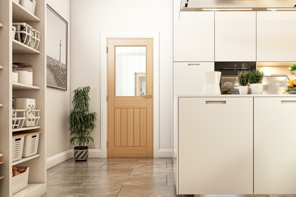 Ely unfinished 1L glazed interior oak door