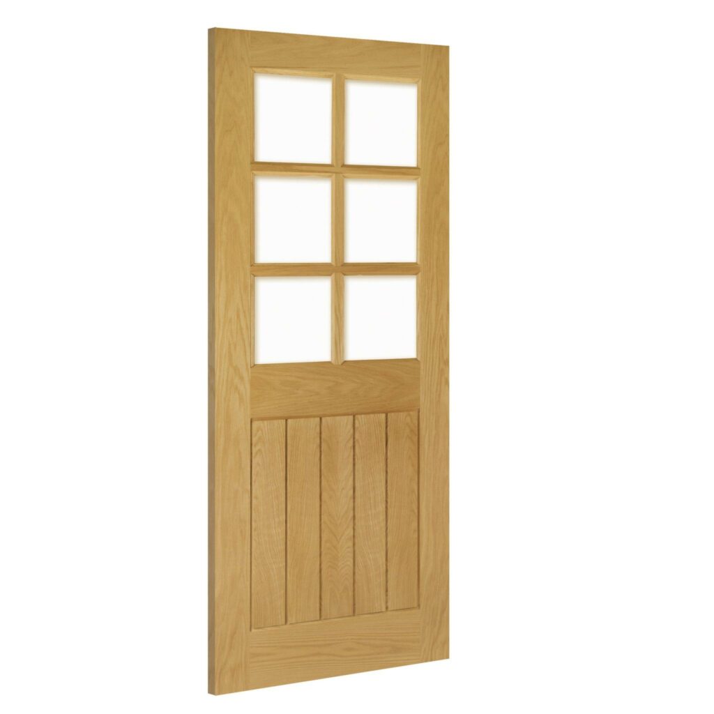 Ely unfinished 6L glazed interior oak door