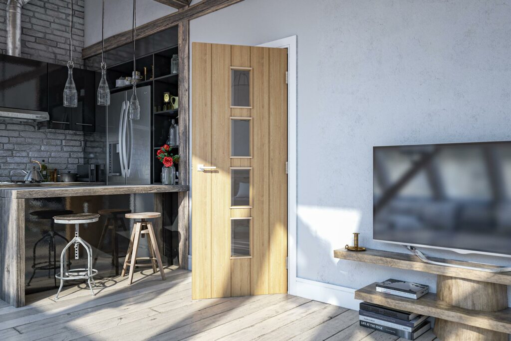 Galway glazed interior oak door