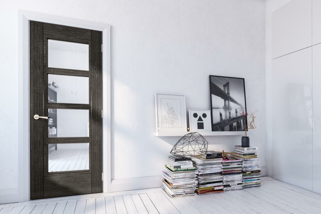 Montreal glazed interior Dark grey ash fire door