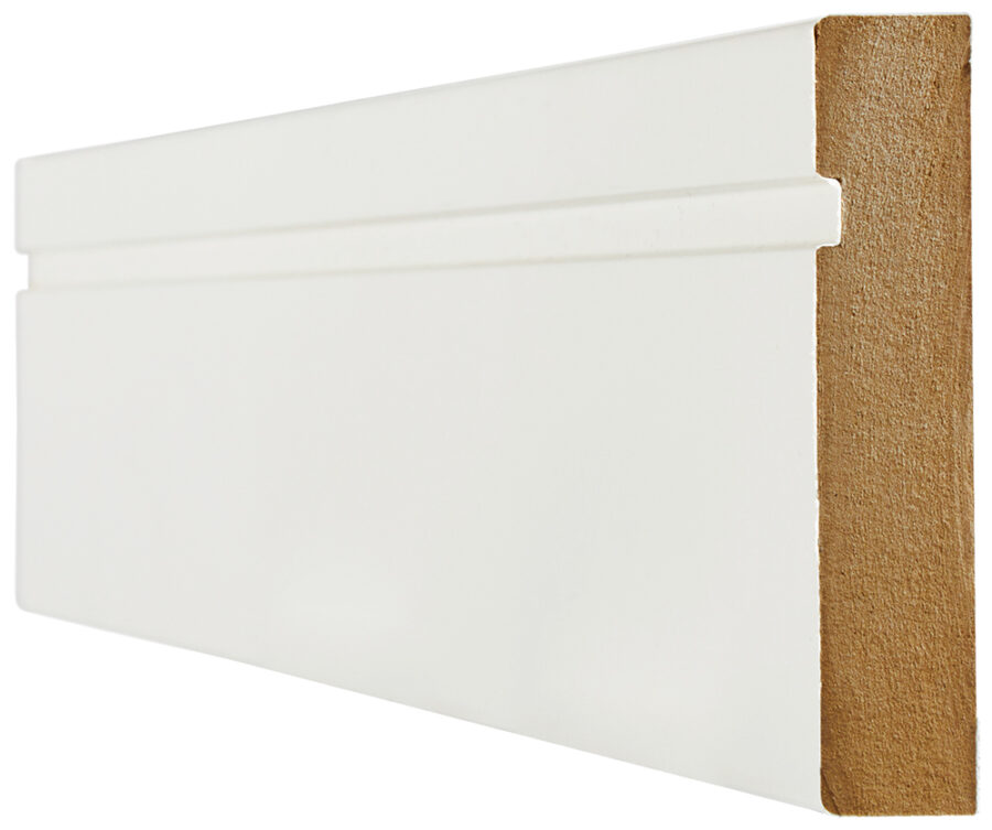 WHITE WRAPPED SINGLE GROOVE SKIRTING (4X3M LENGTHS)